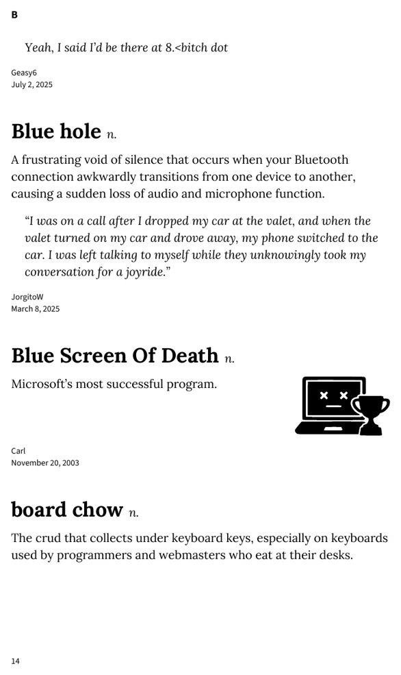 A definition page inside Urban Dictionary of Technology